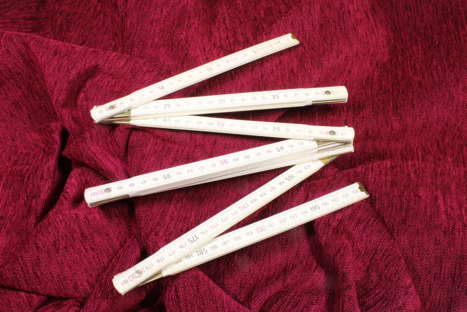 Antiques of folding wooden ruler 2 m