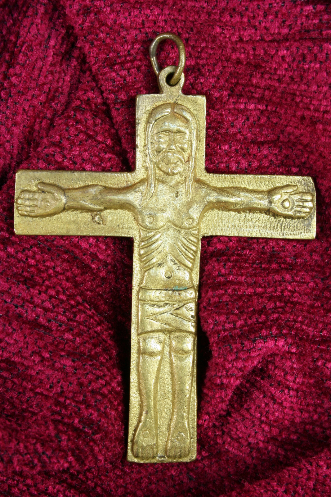 Antiques of crucifix romanesque style brass