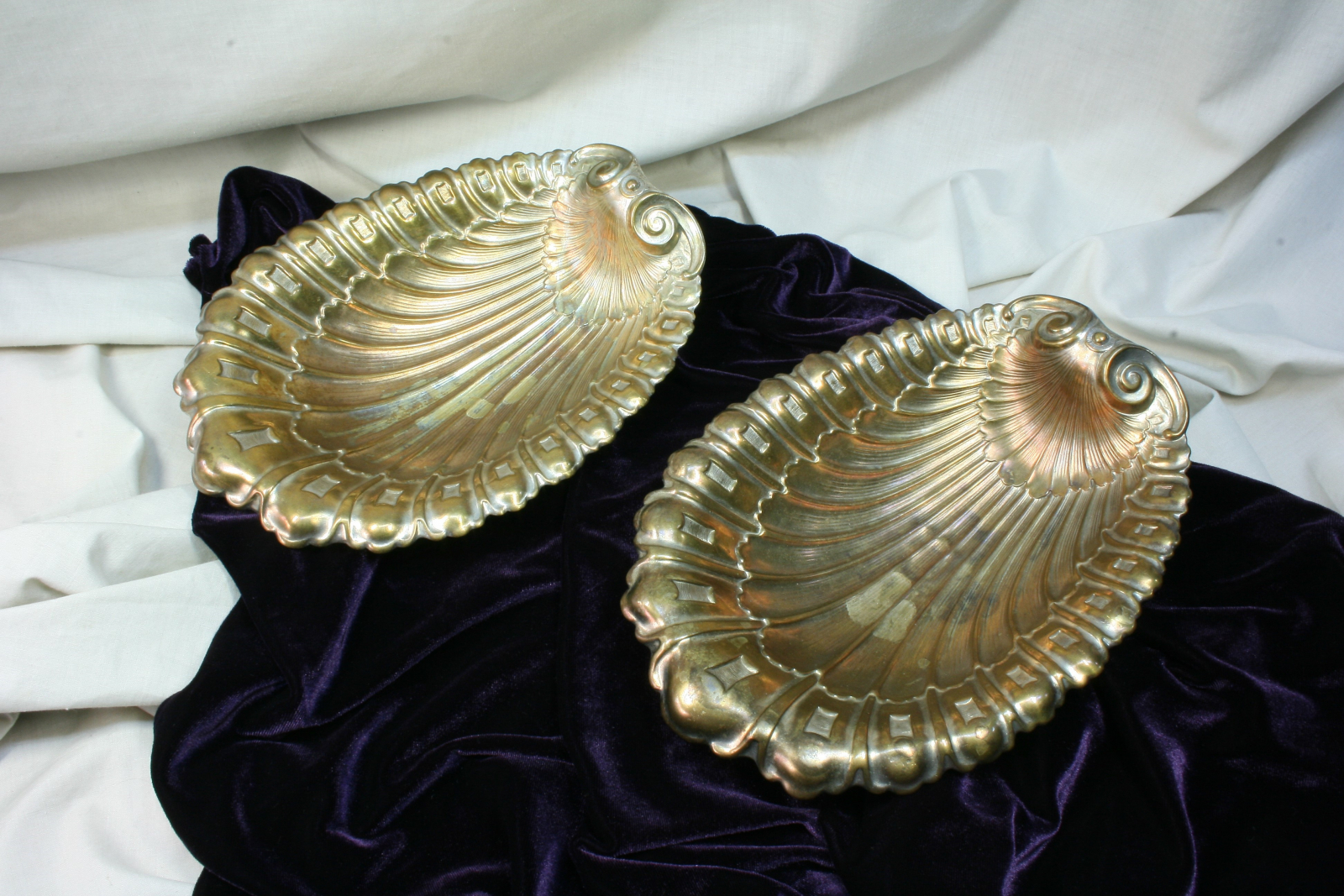 Antiques of couple of scallops bowls vieira trays