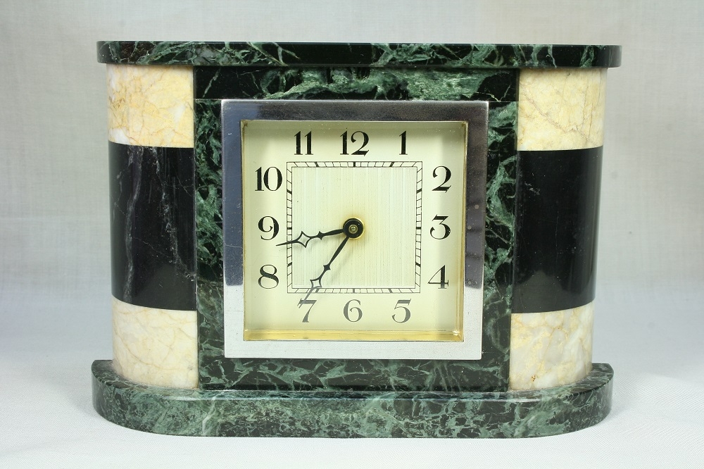 Antiques of art deco table clock marble design