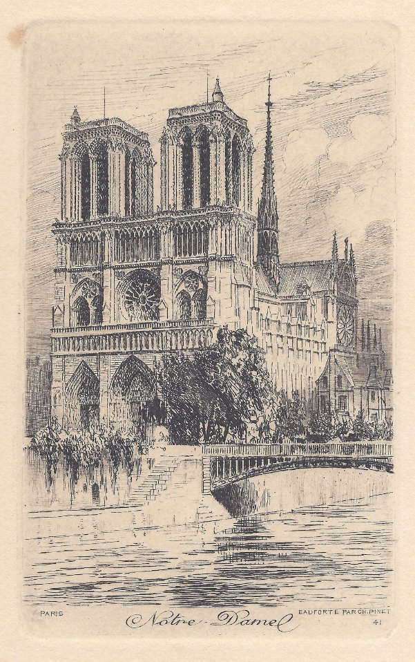 Antiguedades de grabado notre dame