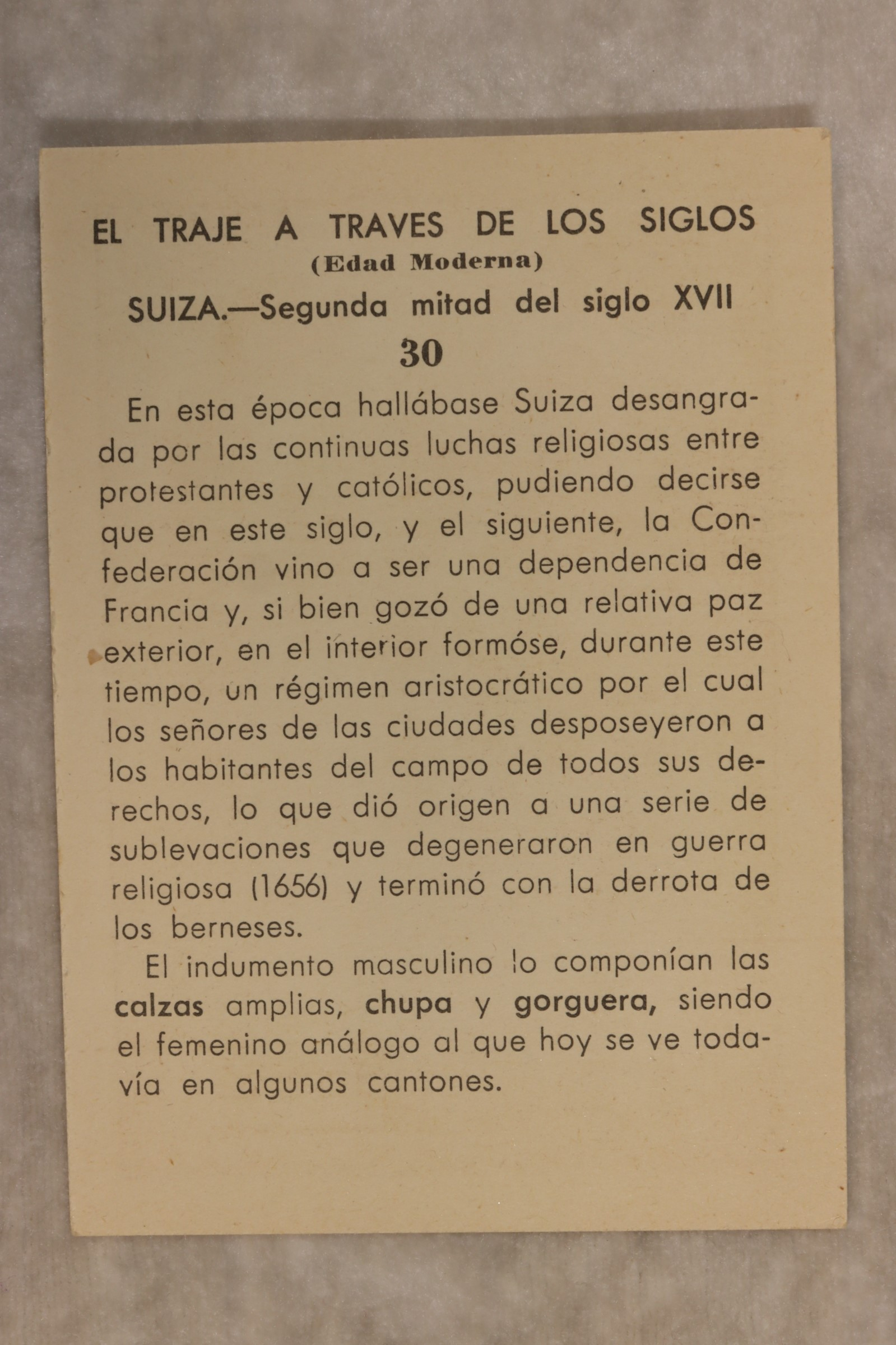 Cromos El traje a través de los siglos. 36. Sin estuche. (t)