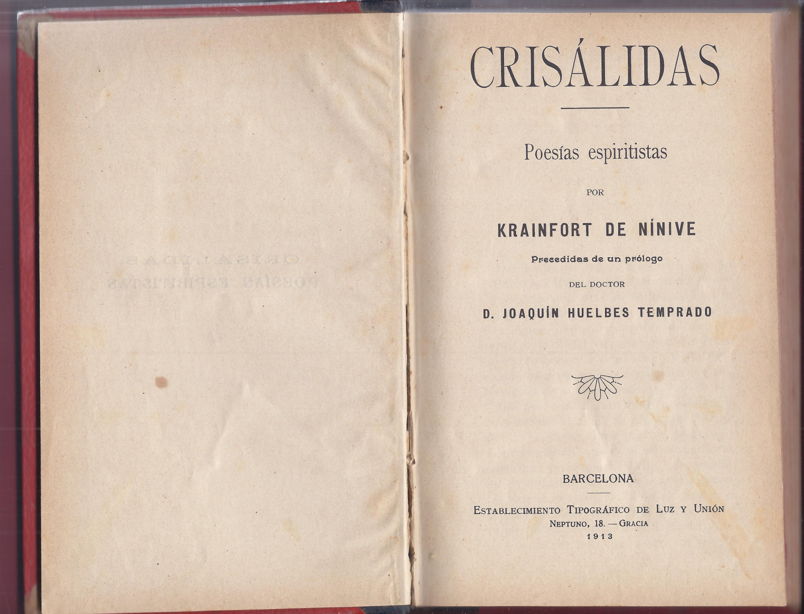 Antiguedades de libro crisalidas poesias espiritistas krainfort de ninive