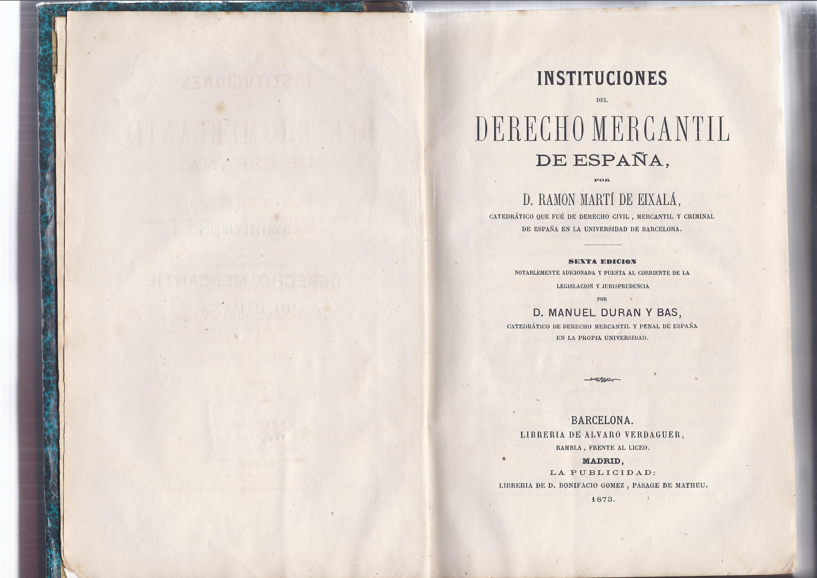 Antiguedades de libro instituciones del derecho mercantil de españa