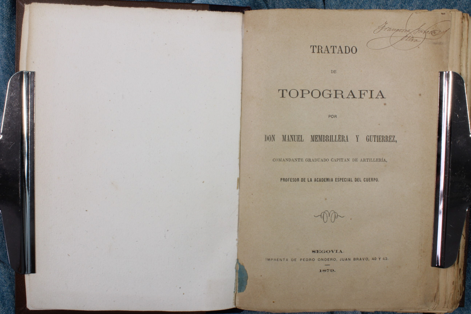 Libro Tratado de Topografía. M. Membrillera y Gutiérrez. 1879 (t)