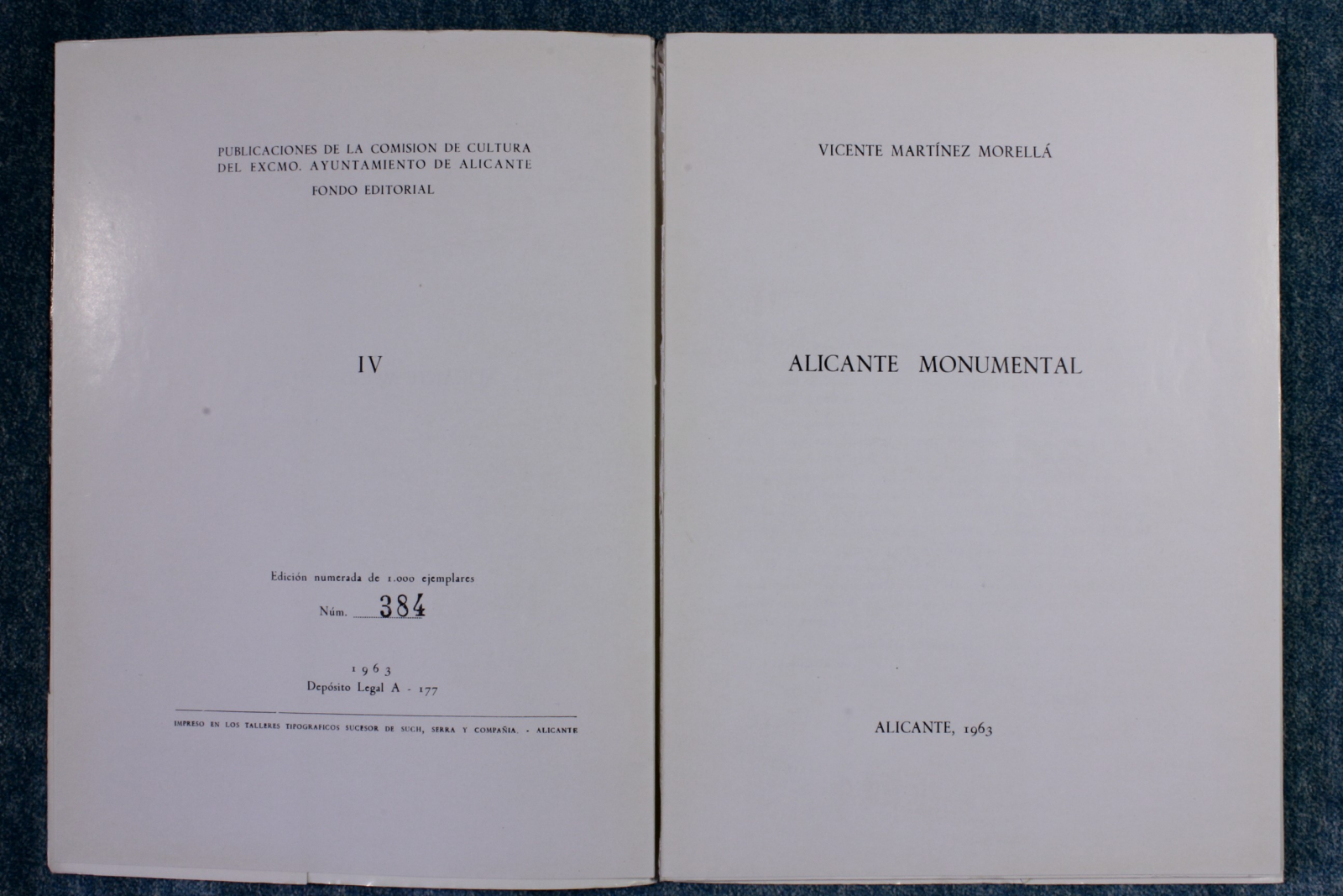 Libro Alicante Monumental. Vicente Martínez Morellá. 1963 (t)