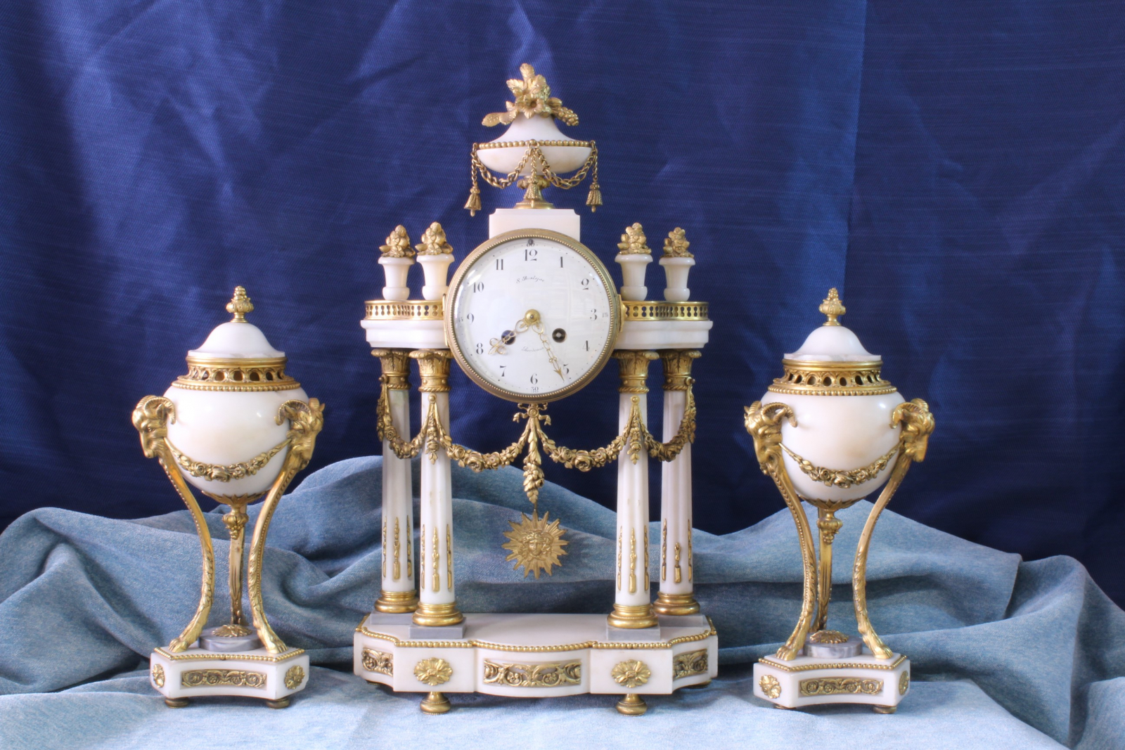 Antiques of empire garrison central clock with vases