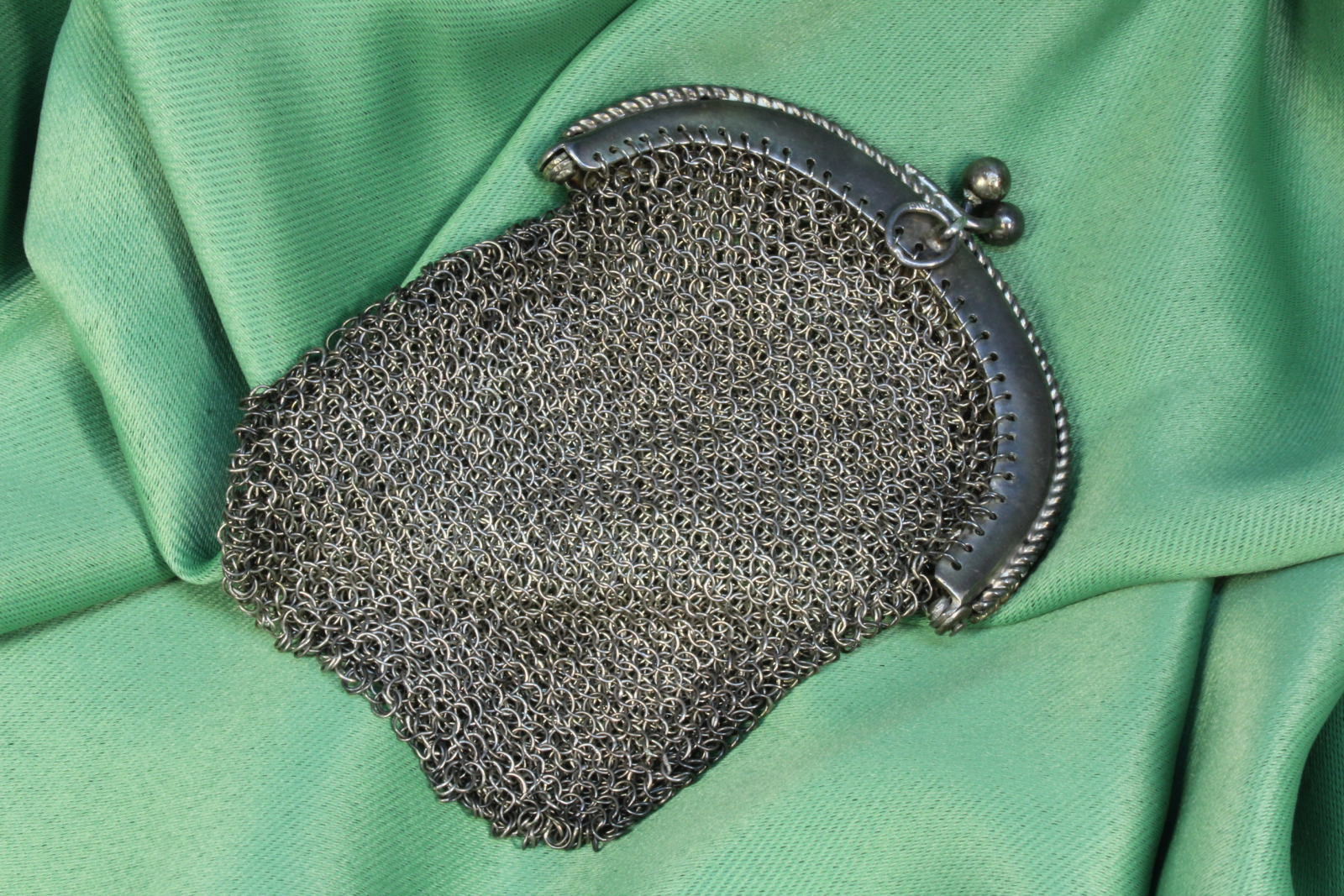 Bolso Monedero de malla. Plata. Vintage. S.XX