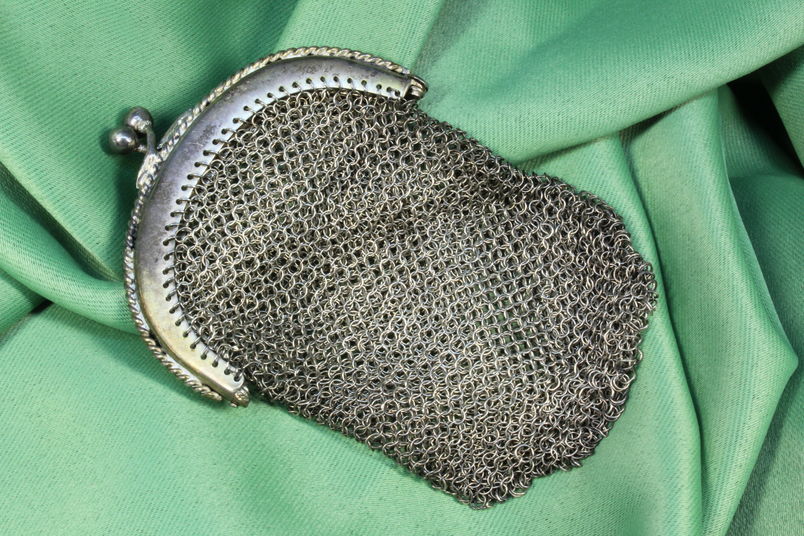 Bolso Monedero de malla. Plata. Vintage. S.XX