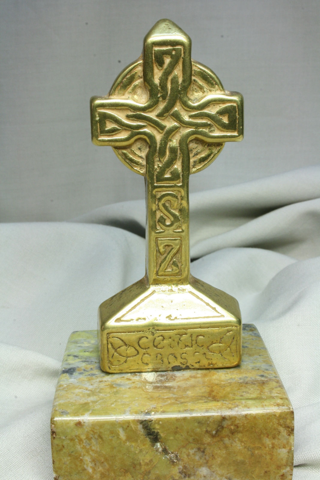 Antiques of celtic cross cross bronze and marble base