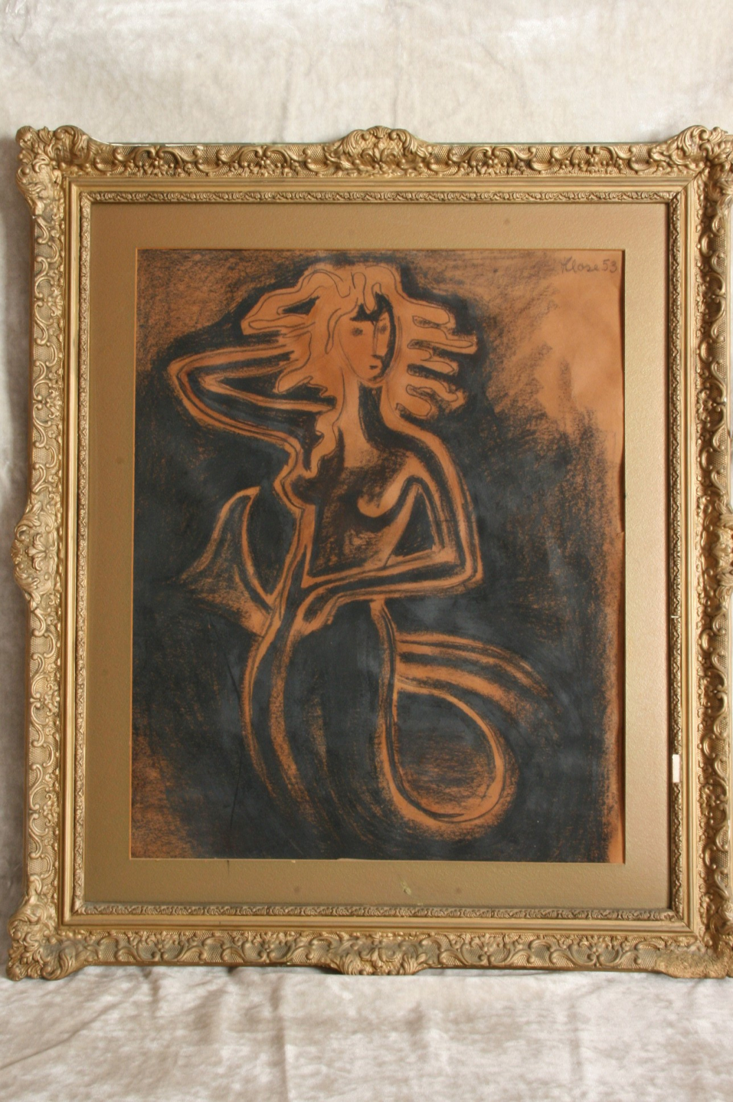 Antiques of siren charcoal on paper paul klose