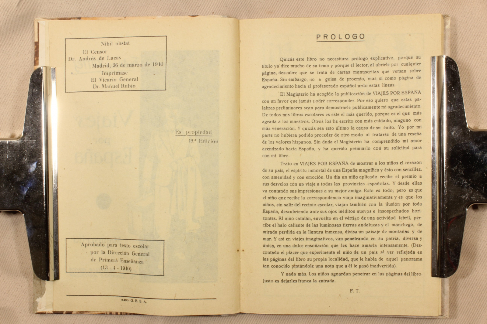 Libro Viajes por España. Manuscrito. 1940