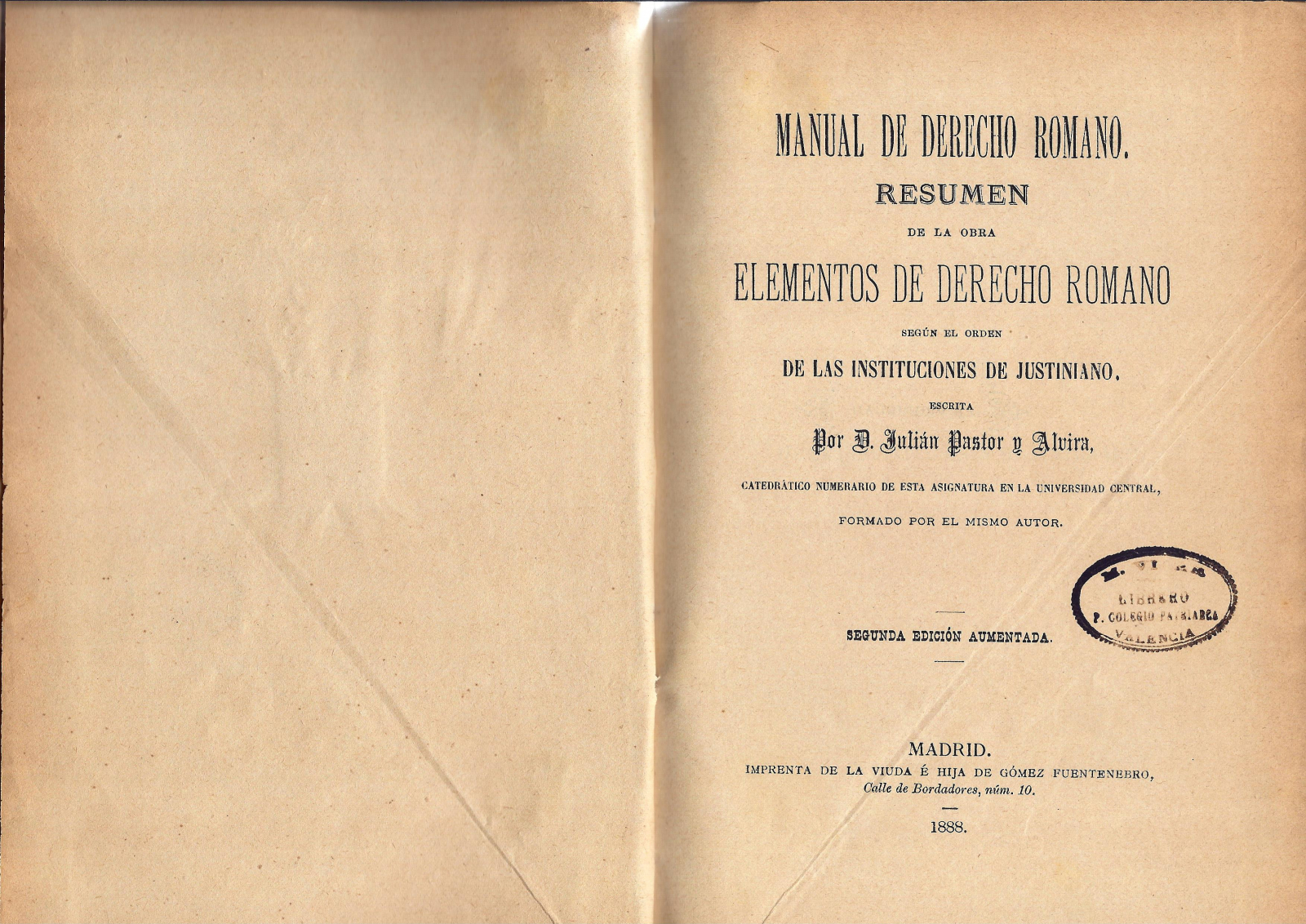 Antiguedades de libro manual de derecho romano