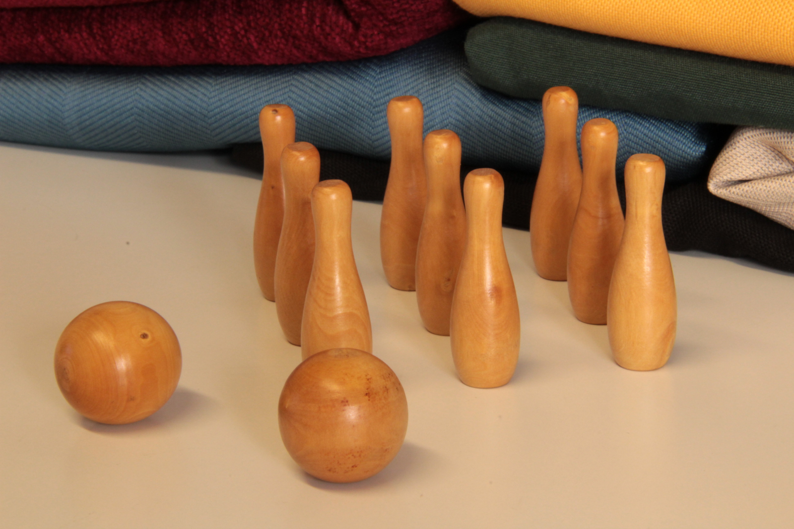 Antiques of wooden miniature bowling set