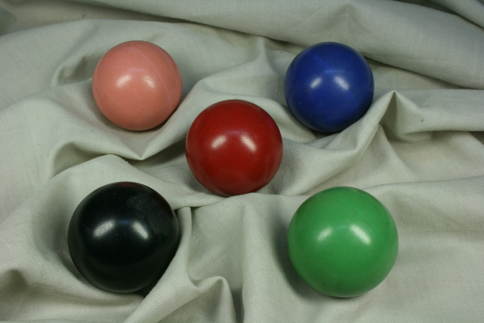 Antiques of set of five colorful balls made of pasta