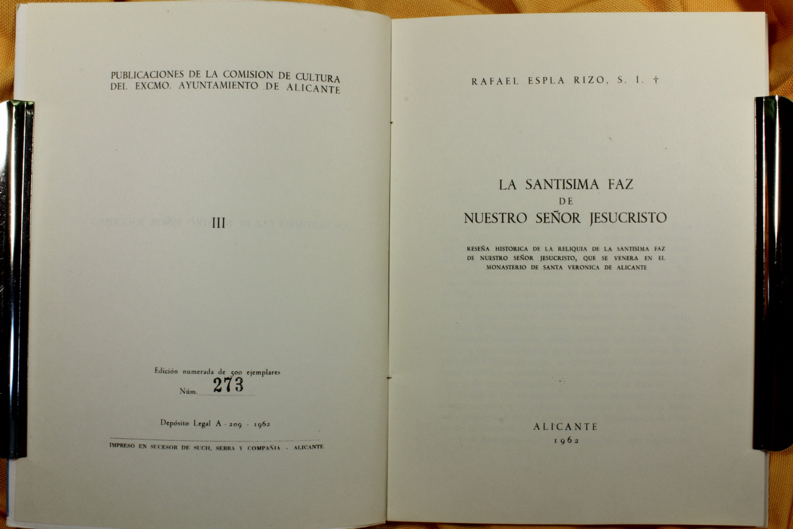 Libro La Santísima Faz de Nuestro Señor Jesucristo. Rafael Espla. 1962