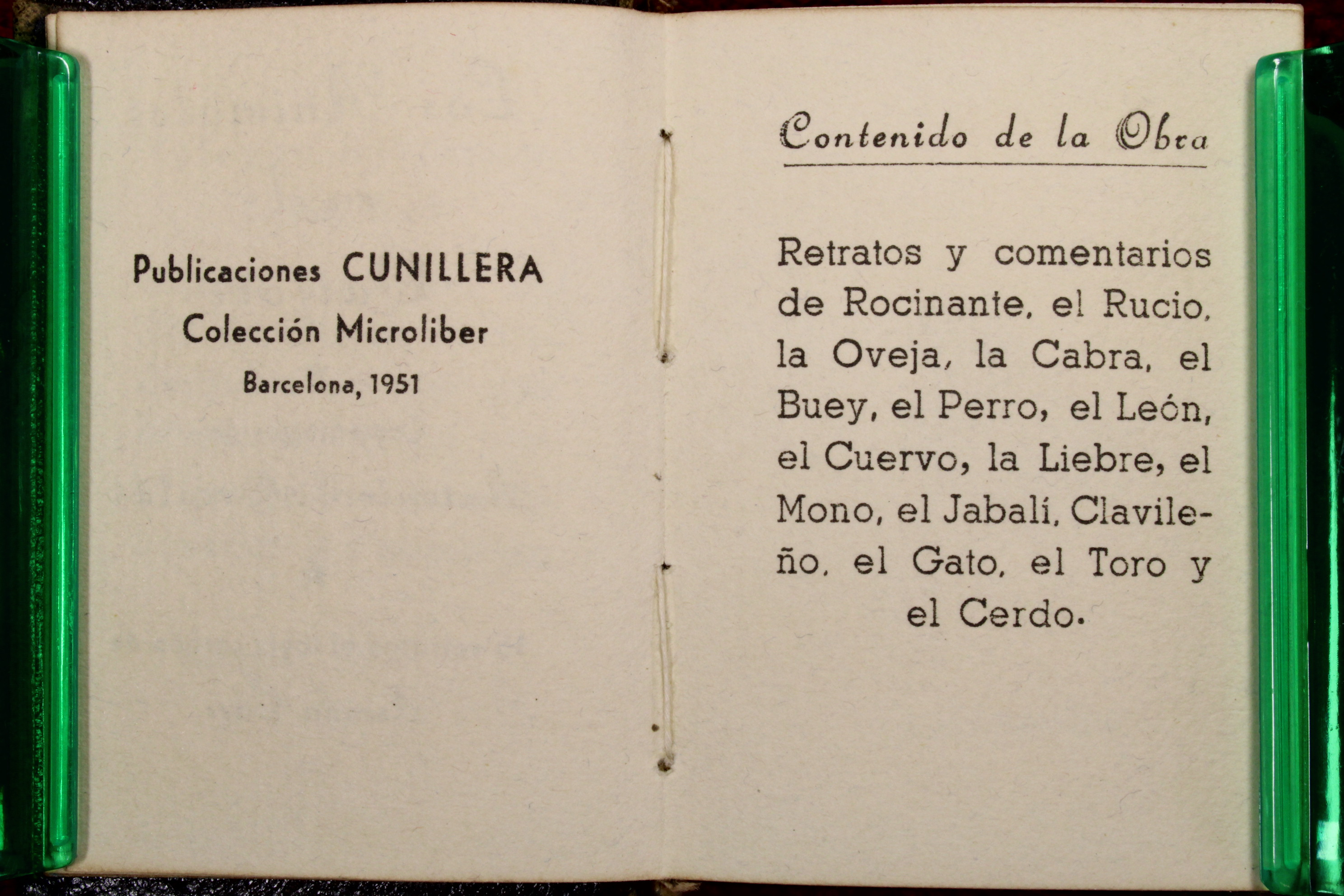 Libro Miniatura. Los Animales del Quijote. 1951