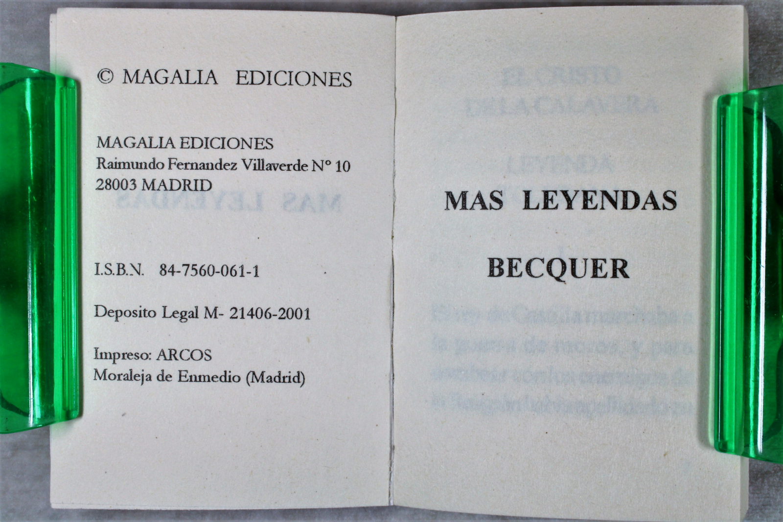 Libro Miniatura Más leyendas de Bécquer.