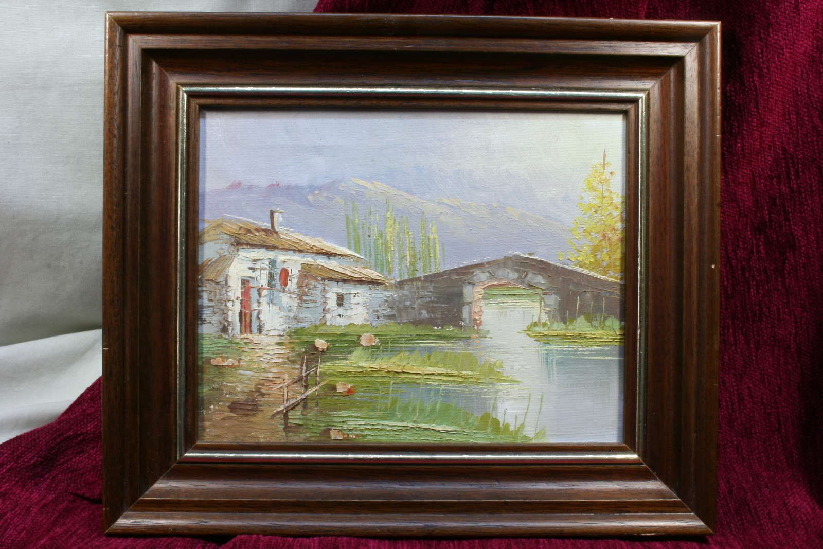 Antiques of oil river and bridge