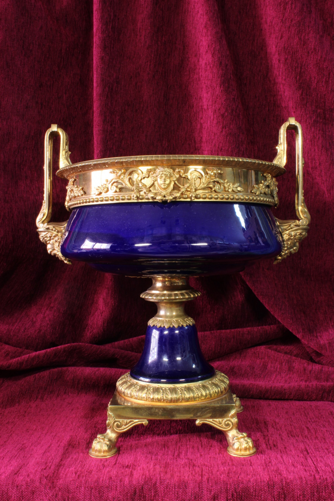 Antiques of empire style centerpiece cobalt blue glazed porcelain cup