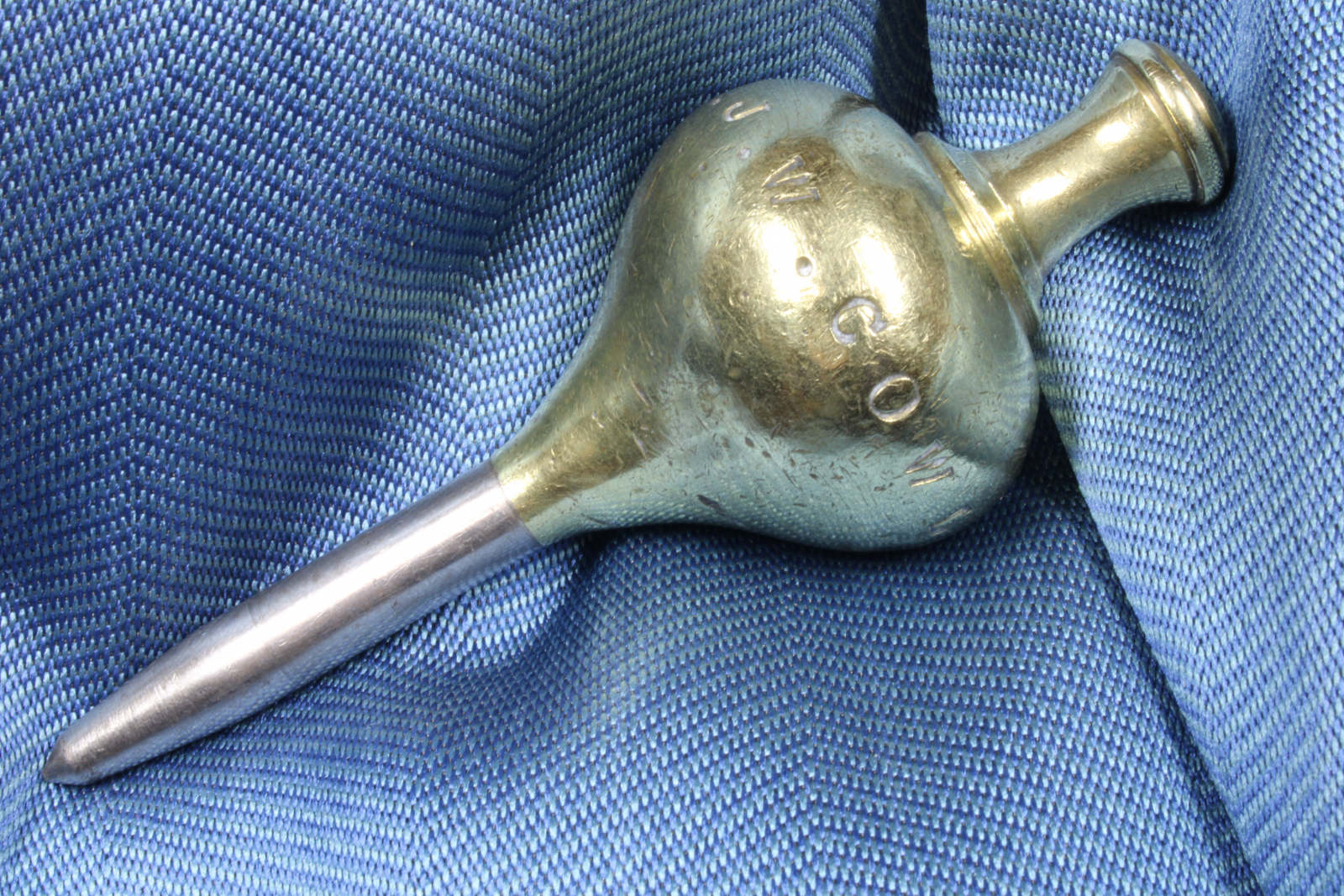 Antiques of signed instrumental plumb bob iron and bronze