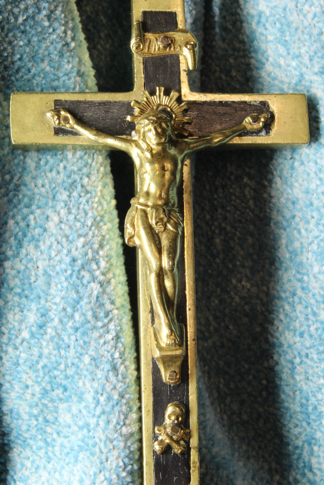 Crucifijo Cristo bronce y madera. S.XIX