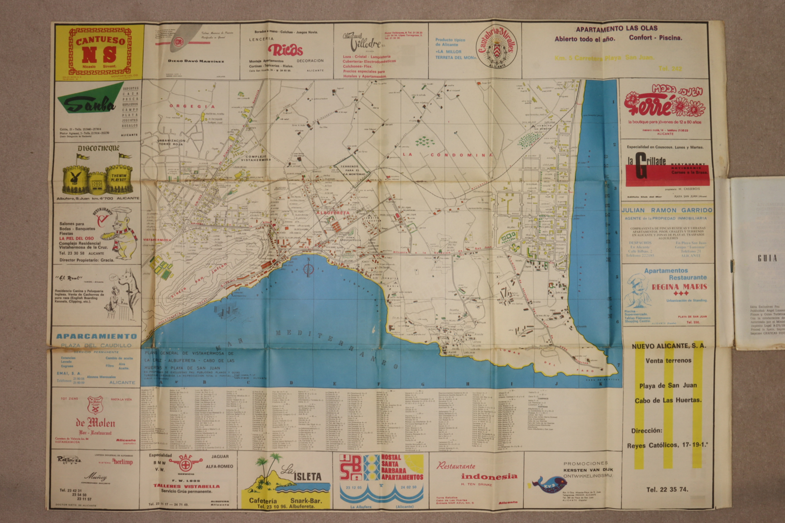 Mapa Provincia Alicante. Guía turística 1972-1973