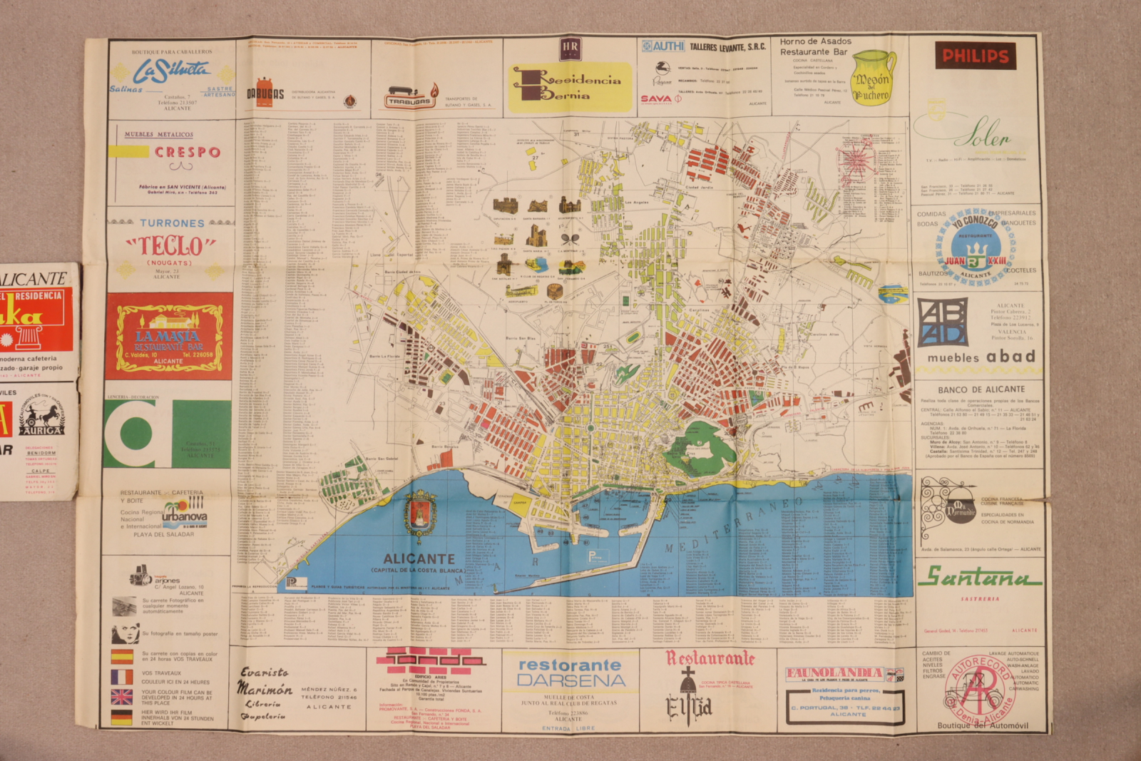 Mapa Provincia Alicante. Guía turística 1972-1973