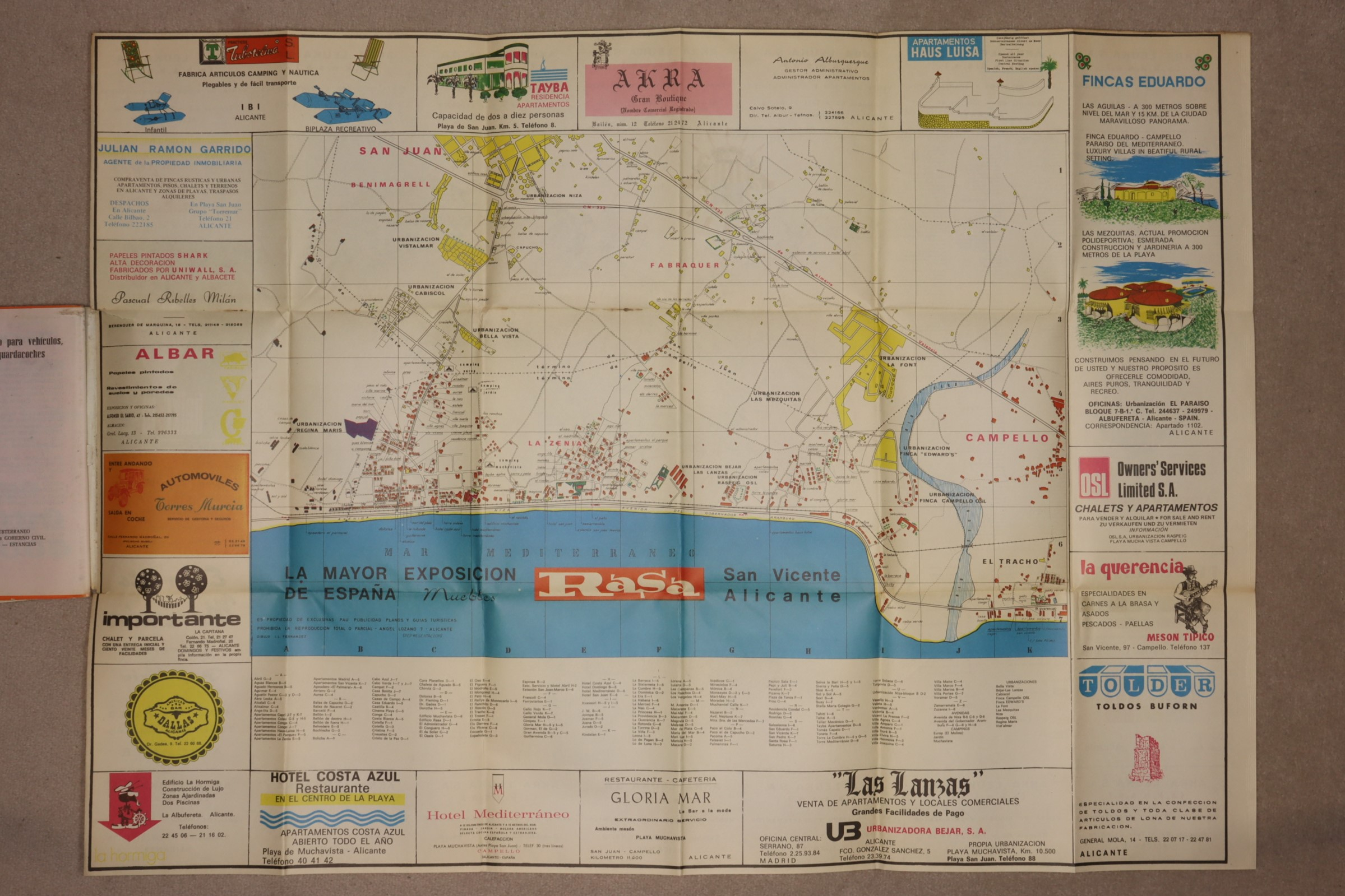 Mapa Provincia Alicante. Guía turística 1972-1973