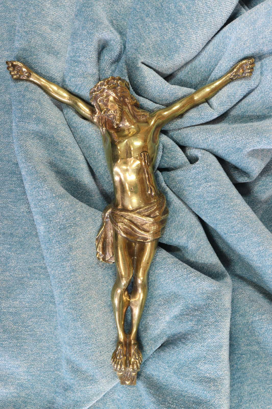 Antiques of solid bronze christ with bracket