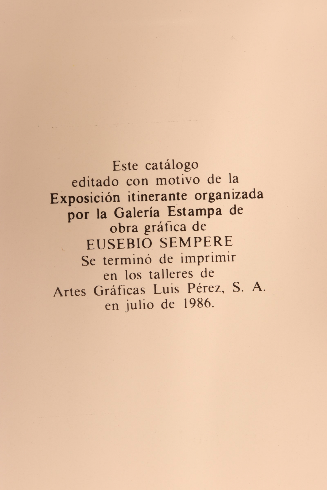 Catálogo Eusebio Sempere. Obra gráfica.