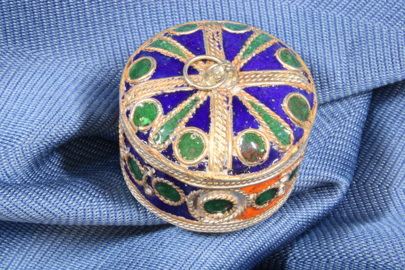 Antiques of pill box silver enamel india