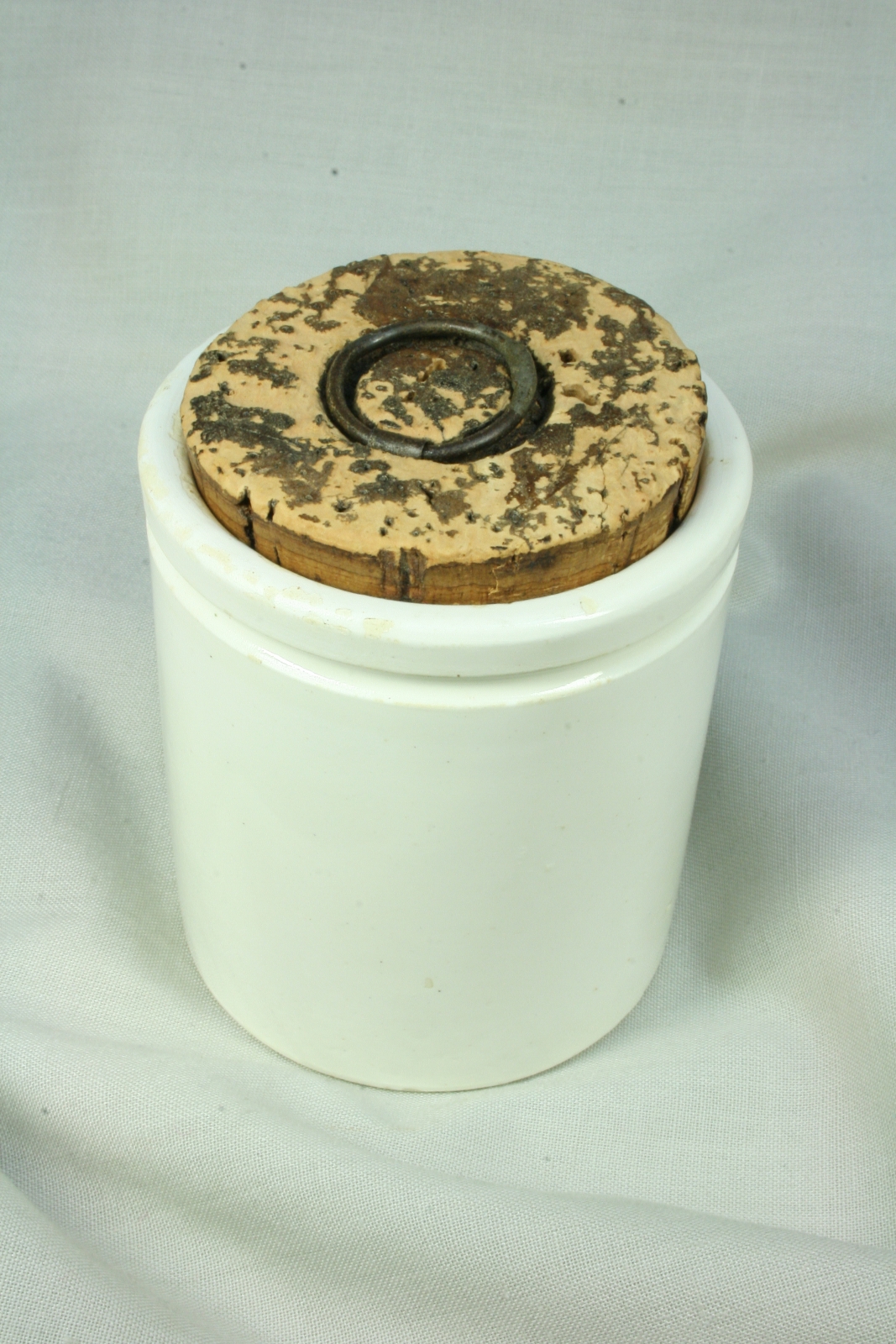 Antiques of ceramic pot with cork pharmacy