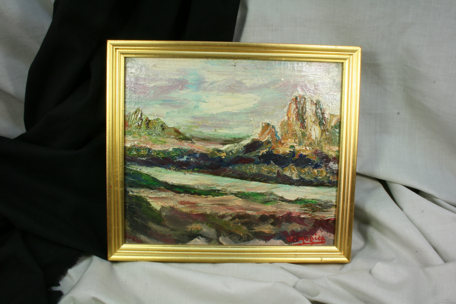 Antiques of oil on canvas mogica signed spectacular