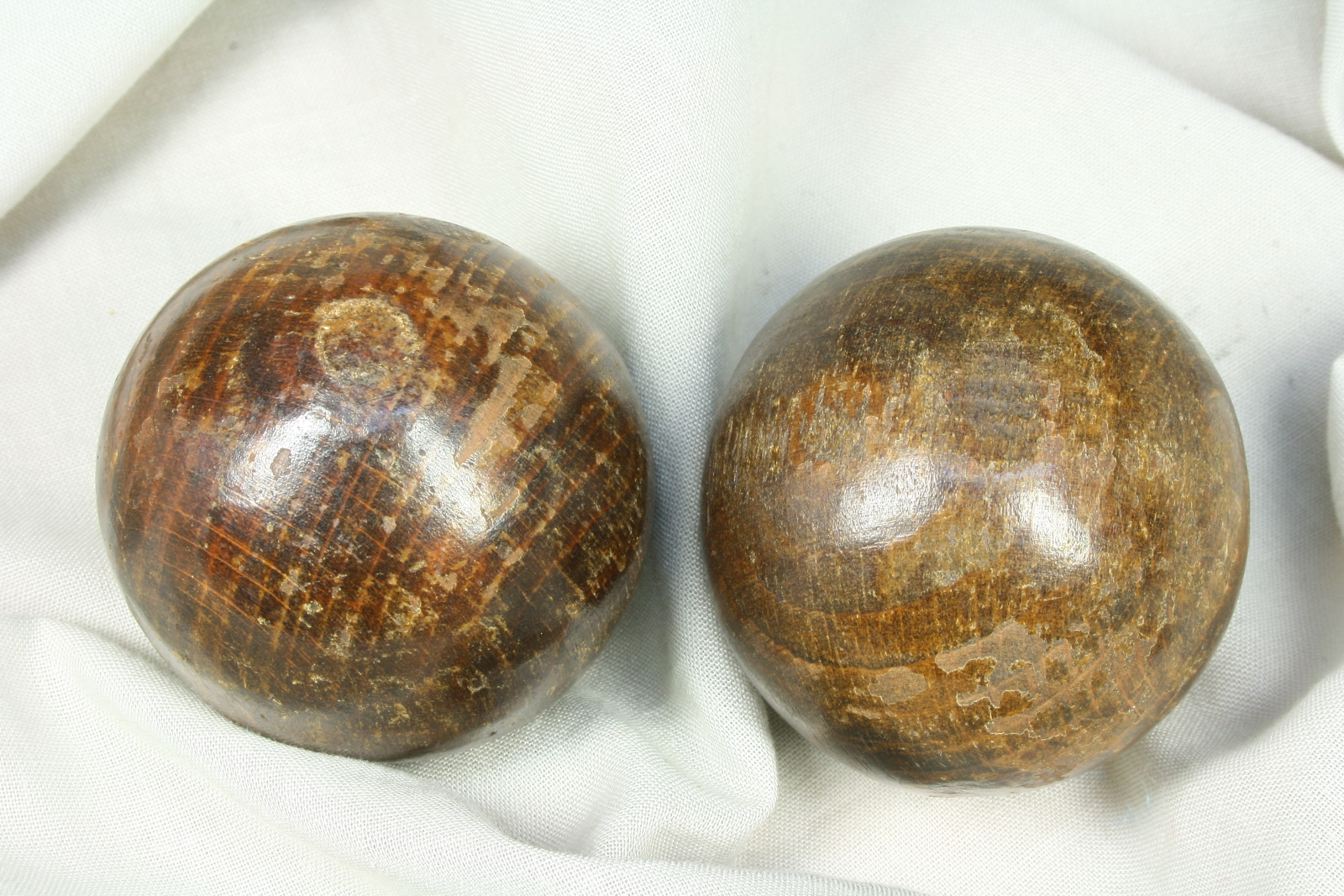 Antiques of pair of health balls lacquered