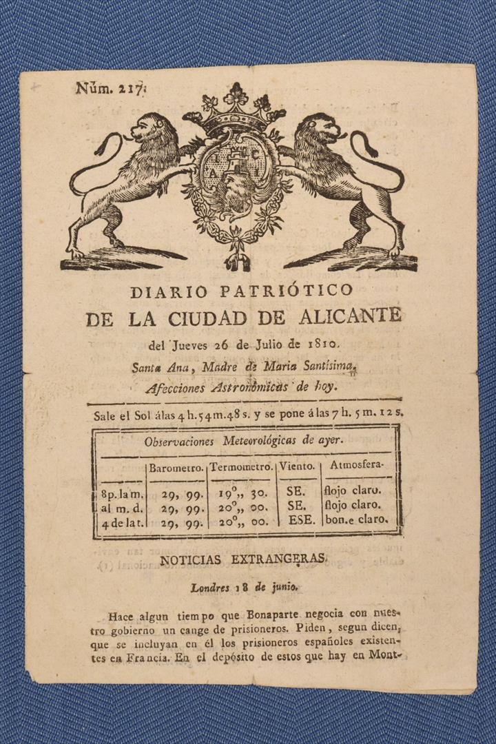 Antiguedades de diario patriotico de la ciudad de alicante