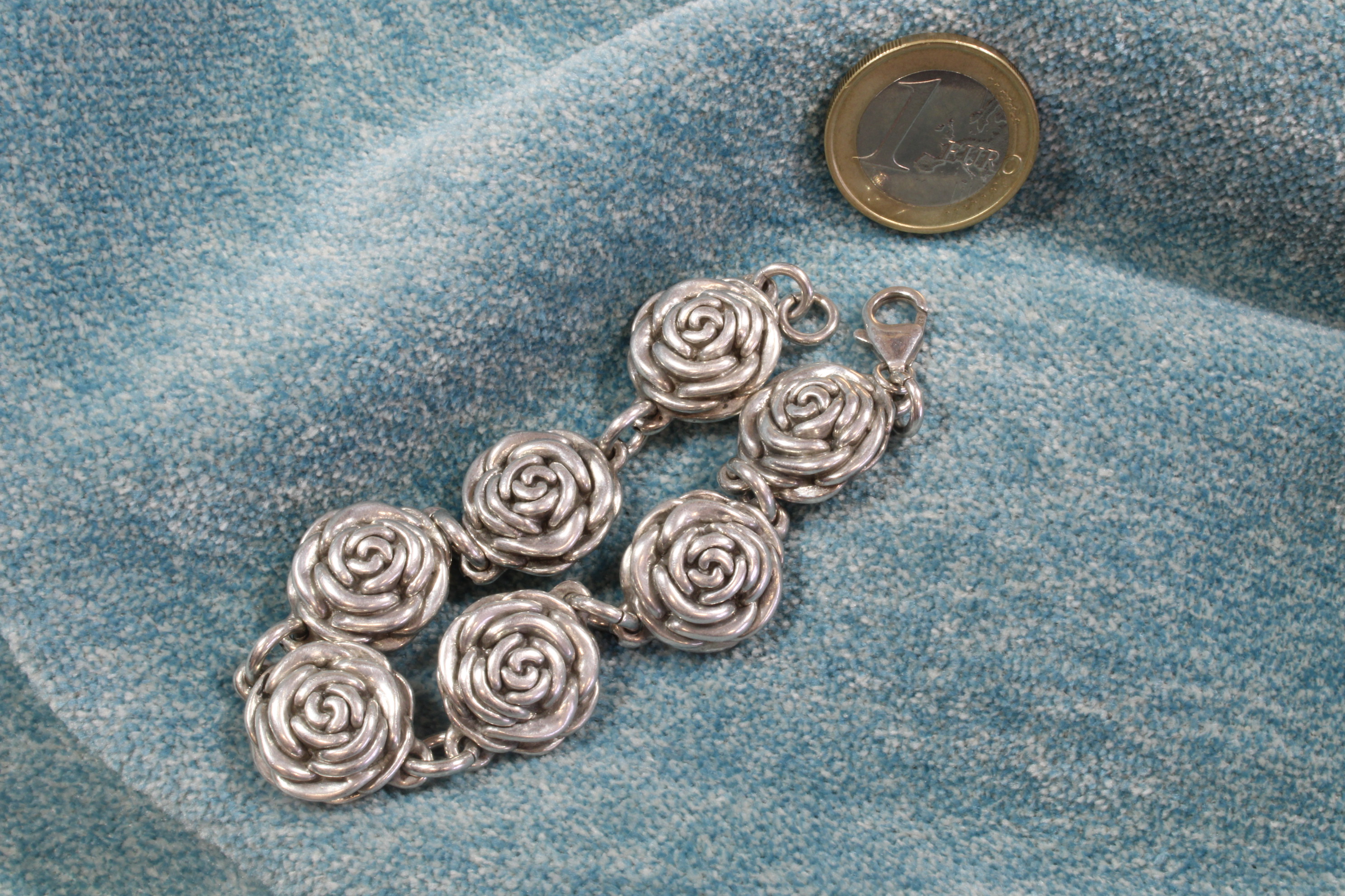 Pulsera rosas de plata