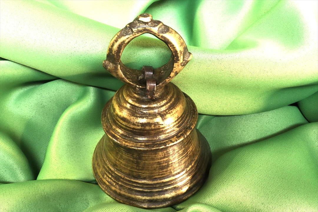 Antiques of african bronze bell with clapper medium