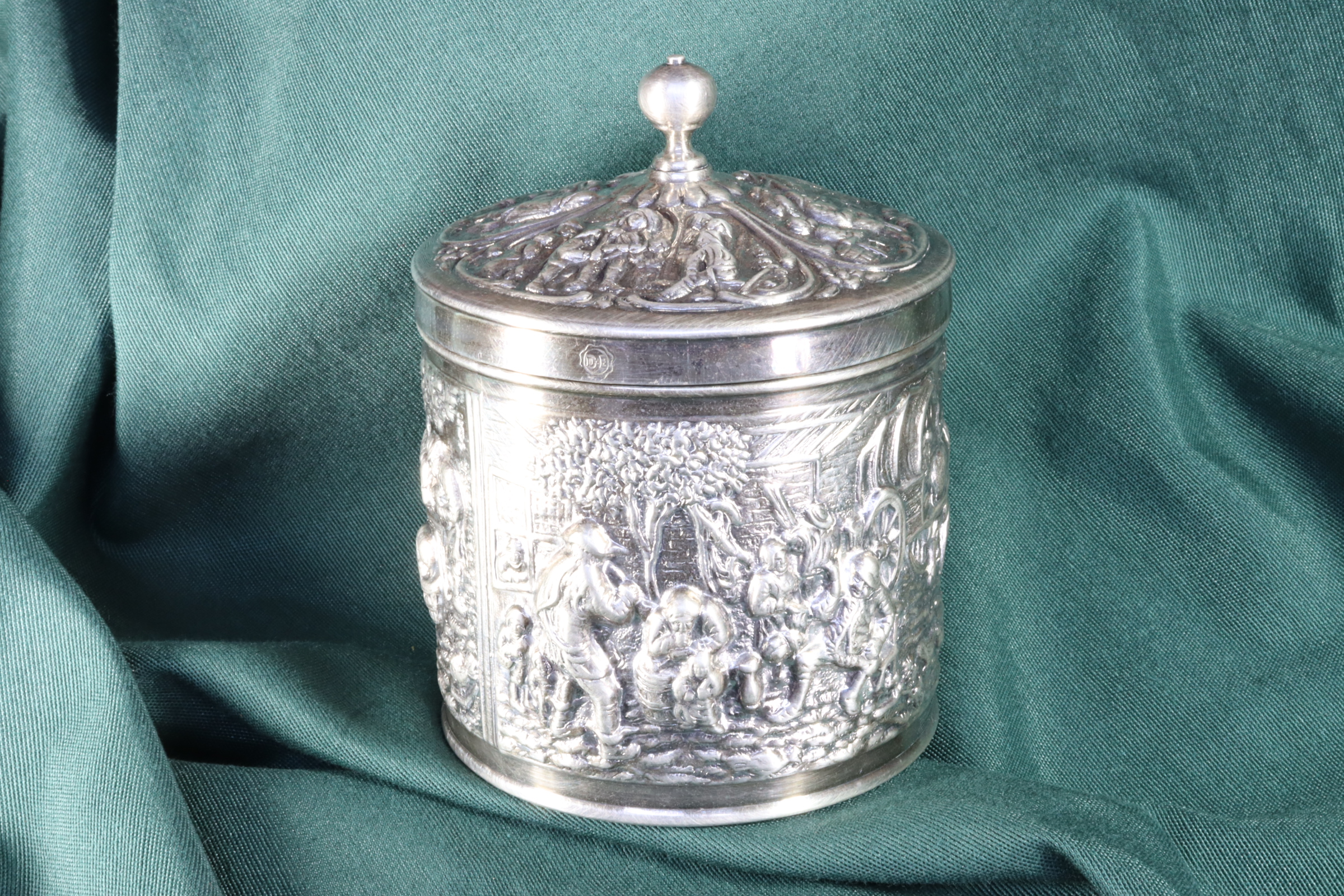 Antiques of dutch tobacco box silver plated de