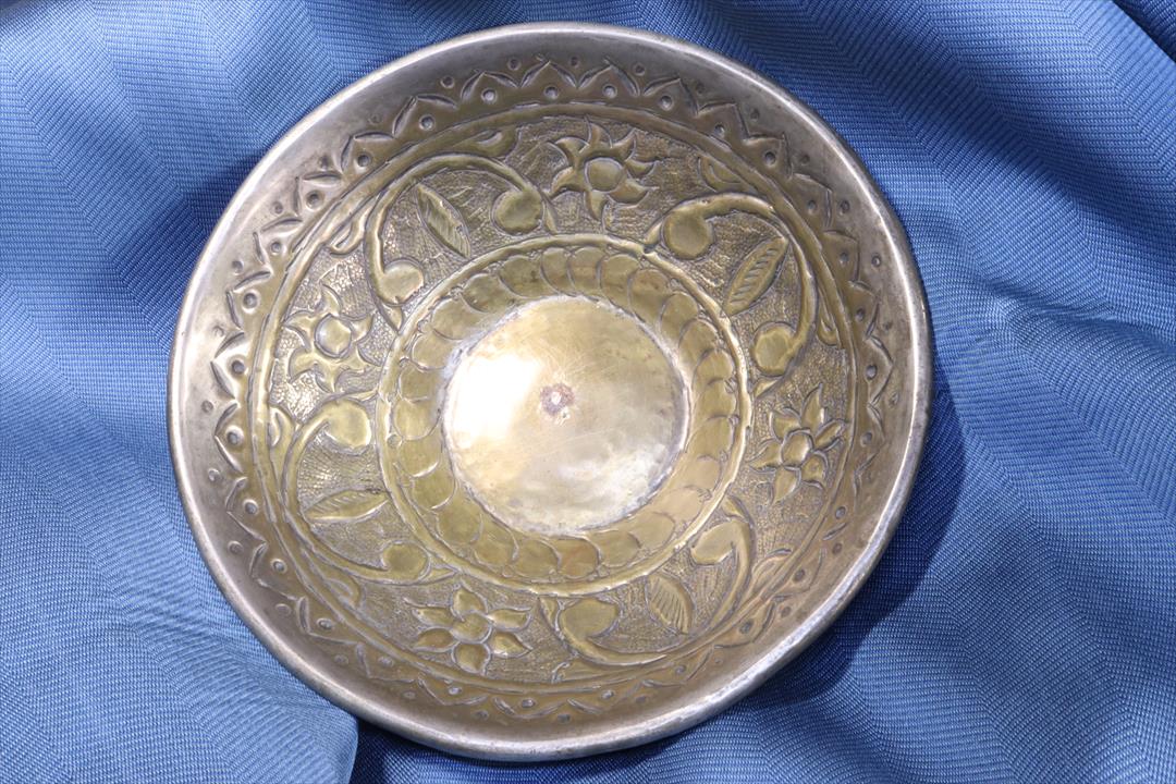 Antiques of embossed brass bowl arabic