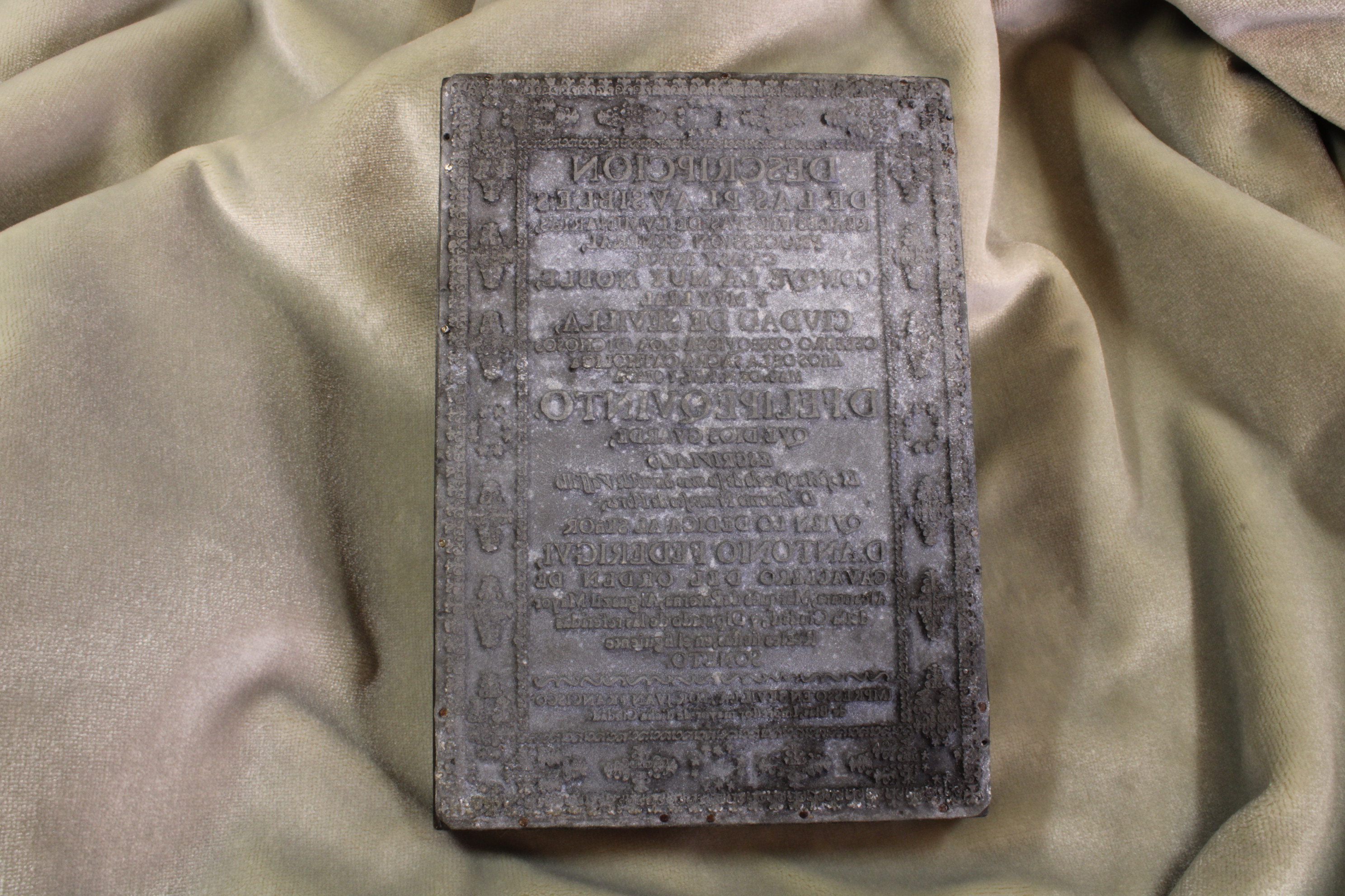 Antiques of engraved plate of book of the th century wood and zinc