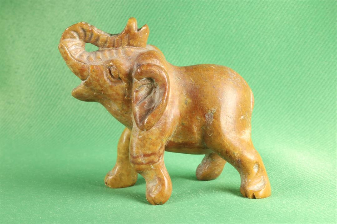 Antiques of miniature elephant figure brown hard stone