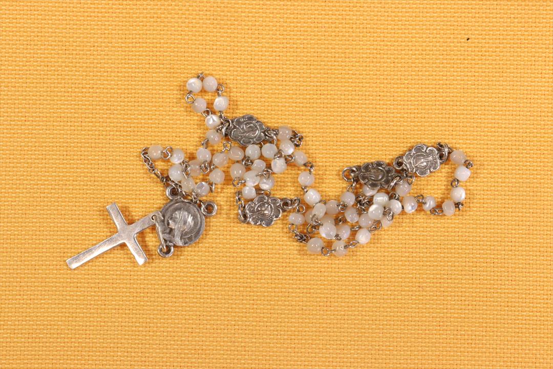 Antiques of miniature rosary metal and plastic