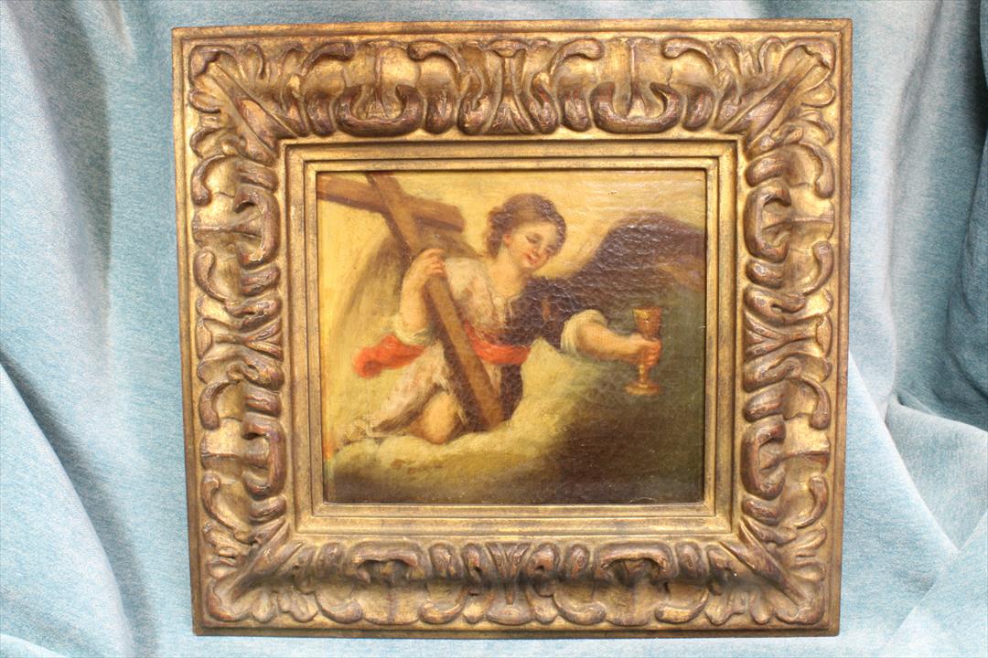 Antiques of oil painting angel with cross and cup prayer in the garden juan del castillo circle th century