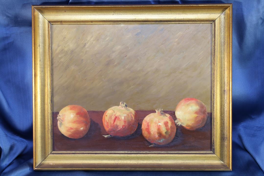 Antiques of oil painting still life pomegranates a bautista balastegui