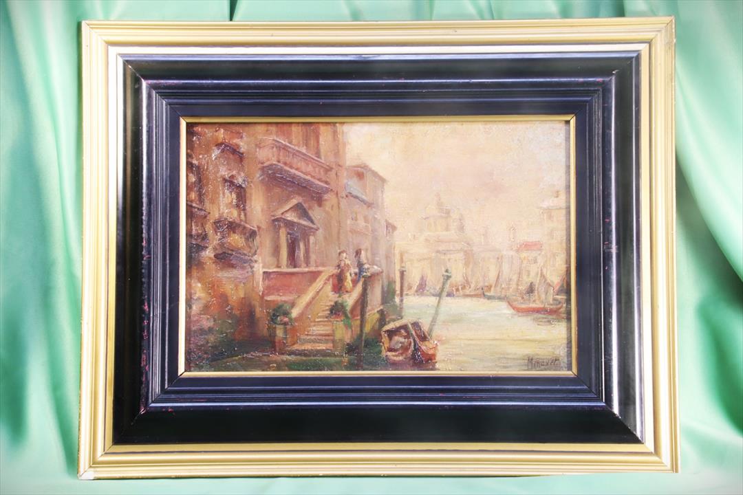 Antiques of oil painting view of venice signed minavet