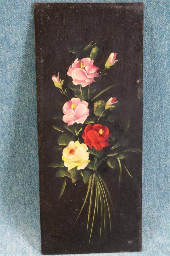 Antiques of oil roses small pressed cardboard board