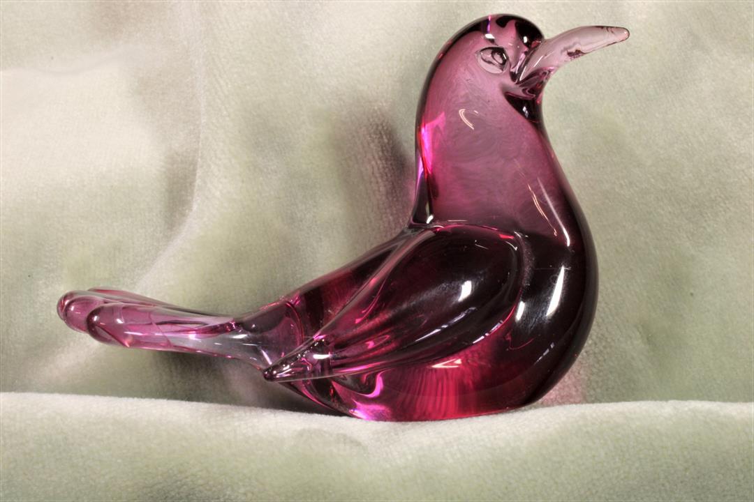 Antiques of pink murano glass bird th c