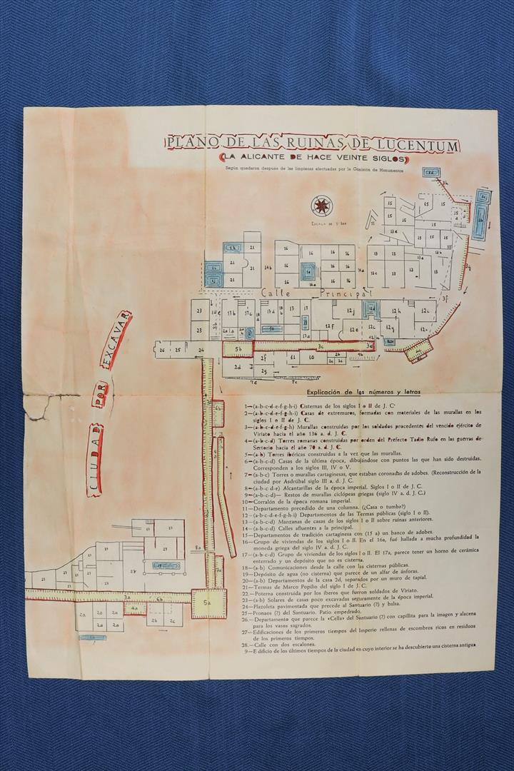 Antiques of plan of the ruins of lucentum alicante twenty centuries ago