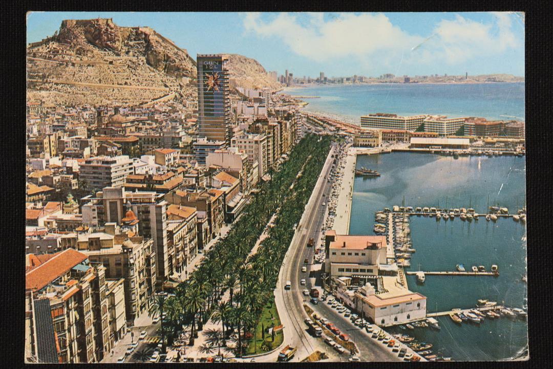 Antiques of postcard alicante partial view in colour